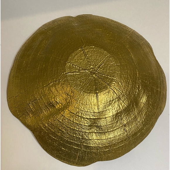 EUC Vtg "Akcam" Metallic Teal and Gold Abstract Design Hand Made Glass Bowl/Dish - Picture 6 of 7